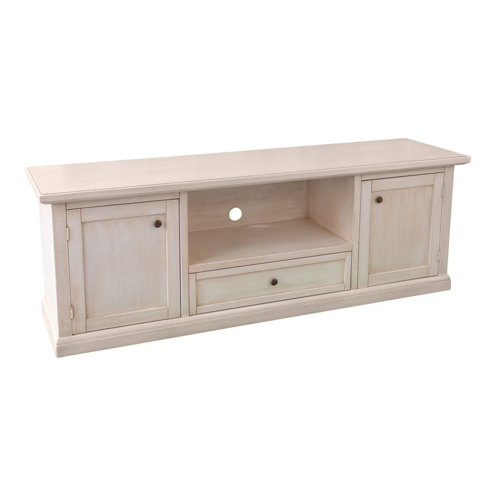 Porta tv 2 ante 1 cassetto legno bianco anticato 160x46x56 - Mobili 2G