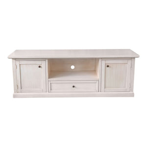 Porta tv 2 ante 1 cassetto legno bianco anticato 160x46x56 - Mobili 2G