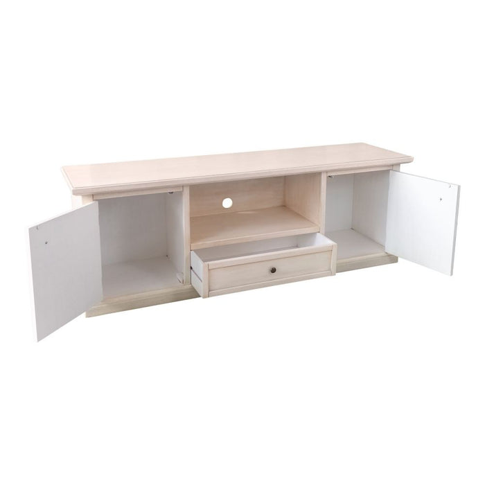 Porta tv 2 ante 1 cassetto legno bianco anticato 160x46x56 - Mobili 2G