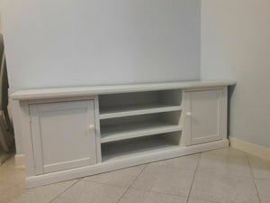 Porta tv 2 ante in legno shabby bianco 160x46x56 (1365) - Mobili 2G