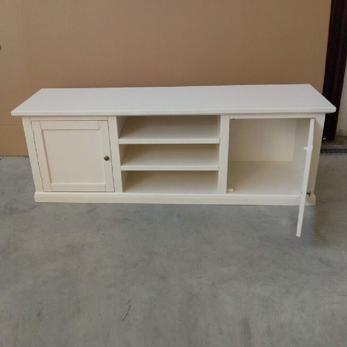 Porta tv 2 ante in legno shabby bianco 160x46x56 (1365) - Mobili 2G