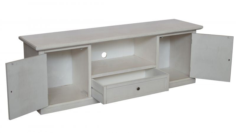 Porta tv 2 ante legno shabby bianco anticato 160x46x56 - Mobili 2G