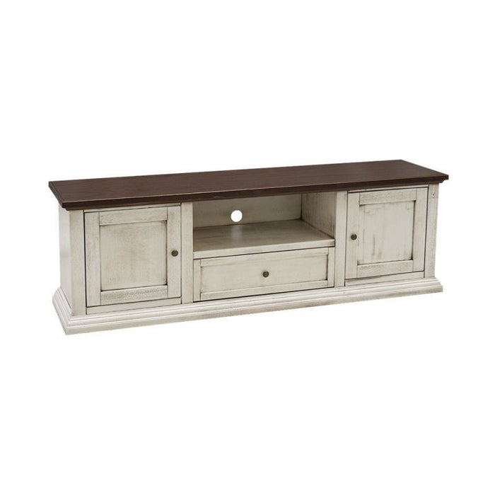 Porta tv 2 ante legno shabby bianco anticato noce 160x46x56 - Mobili 2G