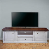 Porta tv 2 ante legno shabby bianco anticato noce 160x46x56 - Mobili 2G