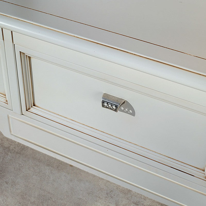 Porta tv 2 cassetti classico legno shabby bianco 220x50x51 - Mobili 2G