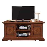 Porta tv 2 porte classico intarsiato legno tinta noce 130x50x60