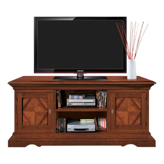 Porta tv 2 porte classico intarsiato legno tinta noce 130x50x60 - Mobili 2G