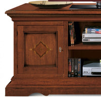 Porta tv 2 porte classico intarsiato legno tinta noce 130x50x60