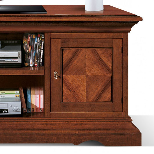 Porta tv 2 porte classico intarsiato legno tinta noce 130x50x60 - Mobili 2G