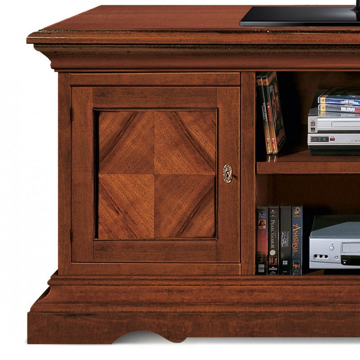 Porta tv 2 porte classico intarsiato legno tinta noce 130x50x60 - Mobili 2G