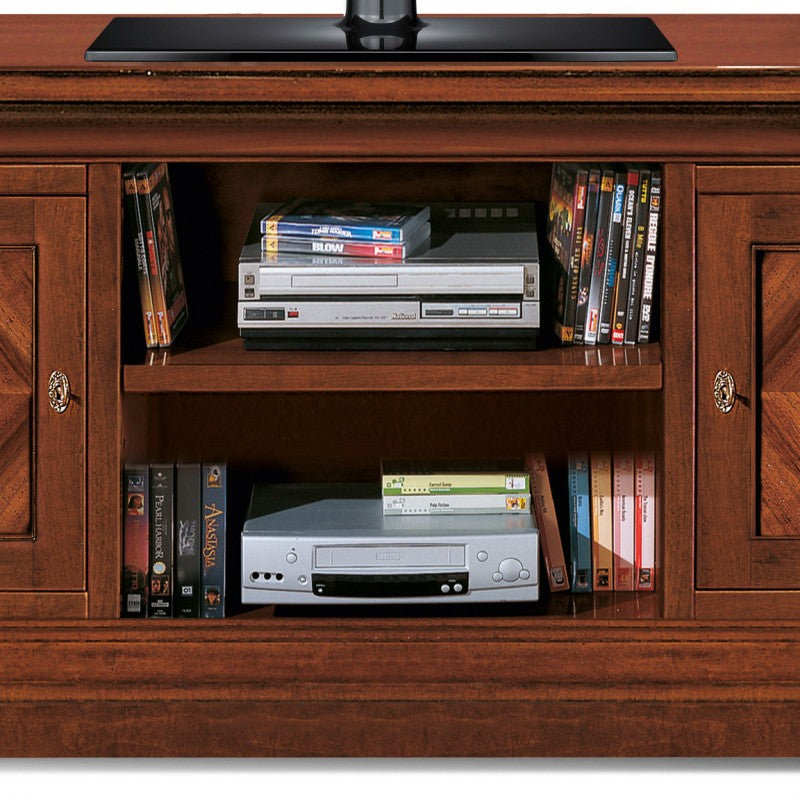 Porta tv 2 porte classico intarsiato legno tinta noce 130x50x60 - Mobili 2G