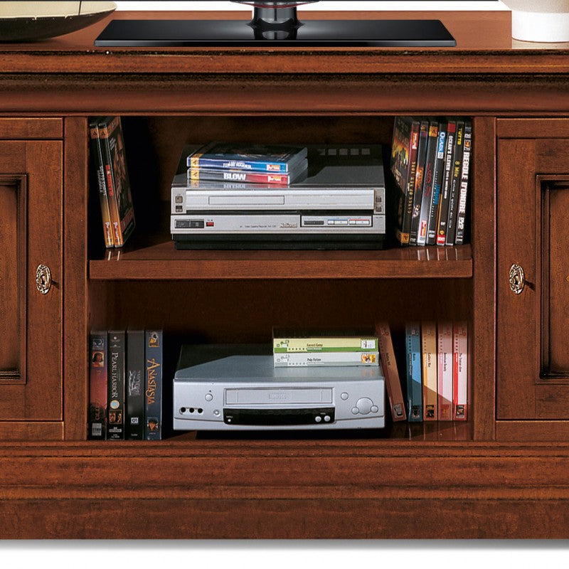 Porta tv 2 porte classico intarsiato legno tinta noce 130x50x60