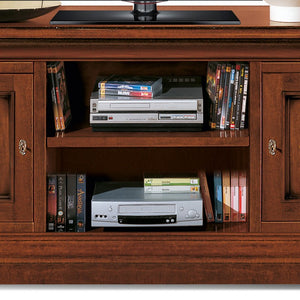 Porta tv 2 porte classico intarsiato legno tinta noce 130x50x60