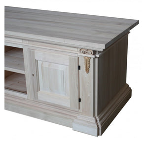 Porta tv 2 porte in legno grezzo arte povera  l.158 p.60 h.62 (401) - Mobili 2G