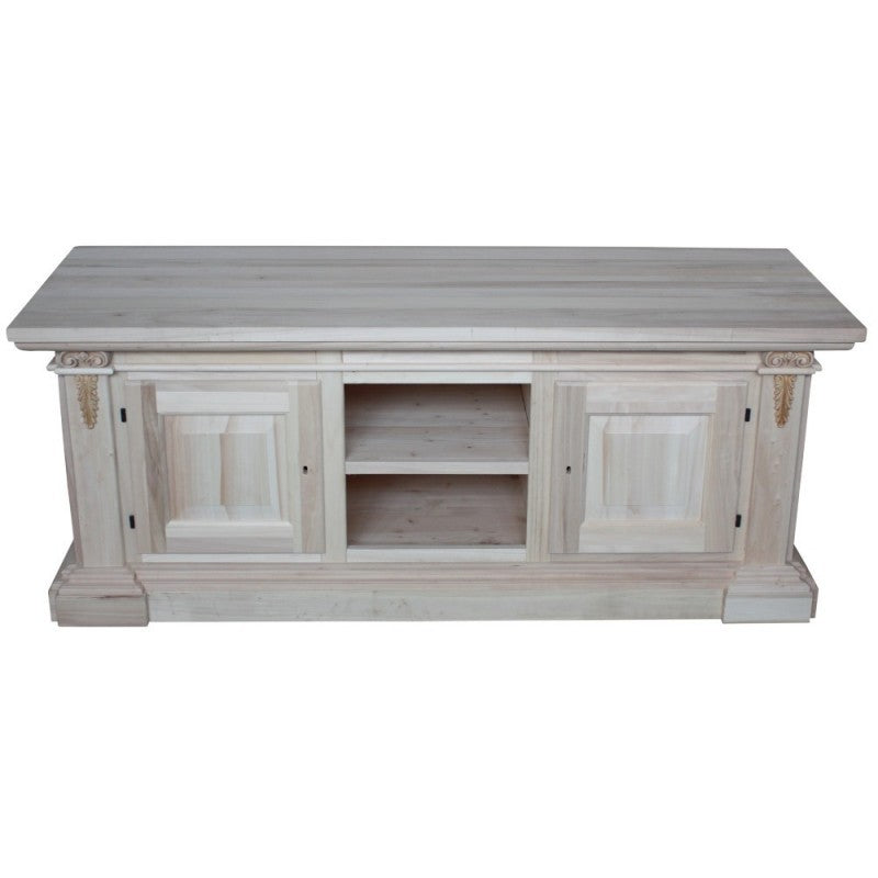 Porta tv 2 porte in legno grezzo arte povera  l.158 p.60 h.62 (401) - Mobili 2G