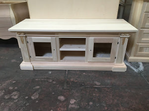 Porta tv 2 porte in legno grezzo arte povera  l.158 p.60 h.62 (401) - Mobili 2G