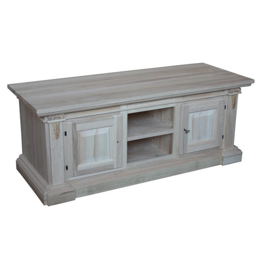 Porta tv 2 porte in legno grezzo arte povera  l.158 p.60 h.62 (401) - Mobili 2G