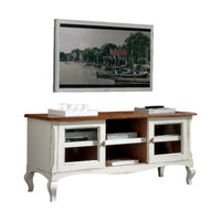 Porta tv 2 porte scorrevoli shabby legno bianco consumato 146x50x65 - Mobili 2G