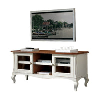 Porta tv 2 porte scorrevoli shabby legno bianco consumato 146x50x65 - Mobili 2G