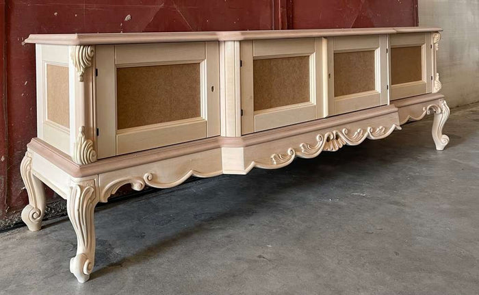 Porta tv 4 ante classico barocco legno grezzo 190x45x70 - Mobili 2G