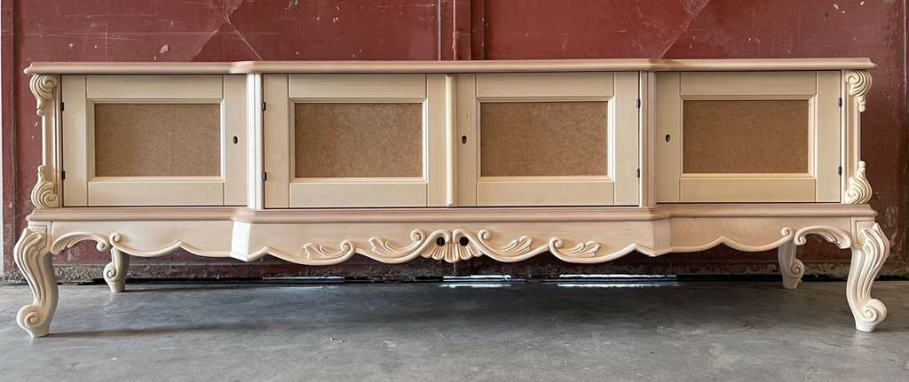 Porta tv 4 ante classico barocco legno grezzo 190x45x70 - Mobili 2G