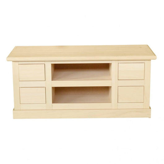 Porta tv 4 cassetti 2 vani a giorno legno grezzo 120x50x53 - Mobili 2G