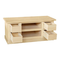 Porta tv 4 cassetti 2 vani a giorno legno grezzo 120x50x53 - Mobili 2G