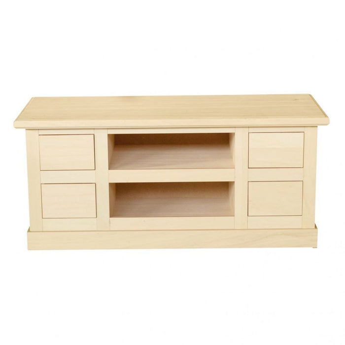 Porta tv 4 cassetti 2 vani a giorno shabby bianco e naturale 120x50x53 - Mobili 2G