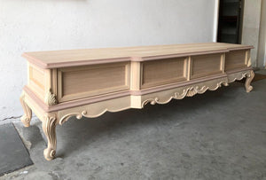 Porta tv 4 cassetti classico barocco legno grezzo 220x55x51 - Mobili 2G