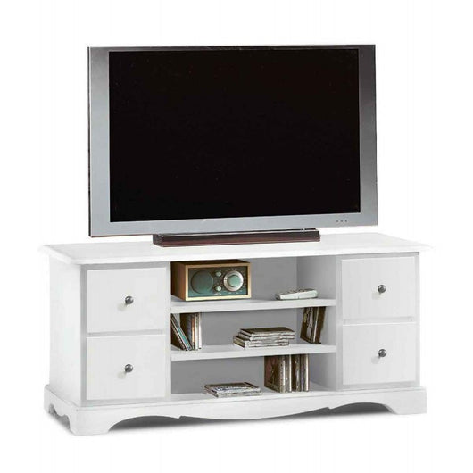 Porta tv 4 cassetti in legno shabby bianco 117x49x53 (1536) - Mobili 2G