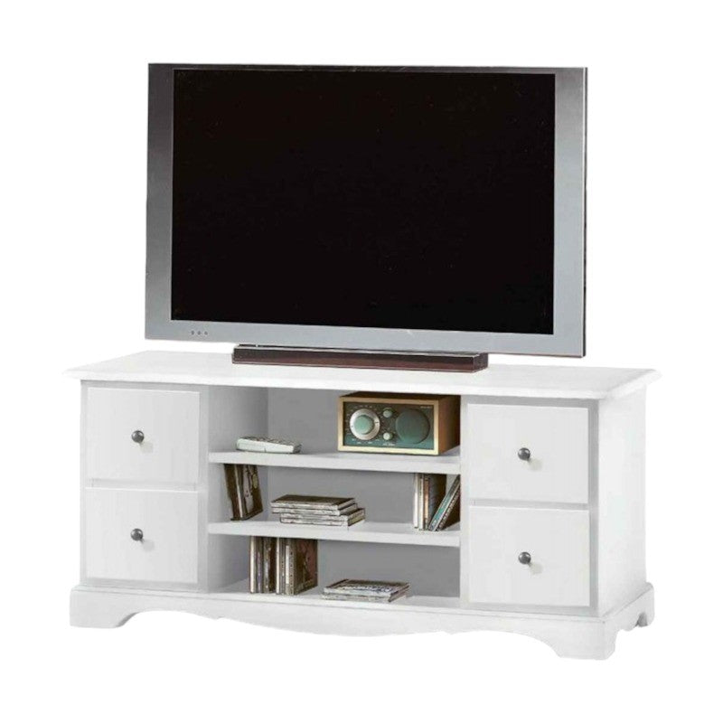 Porta tv 4 cassetti in legno shabby bianco 117x49x53 (1536) - Mobili 2G