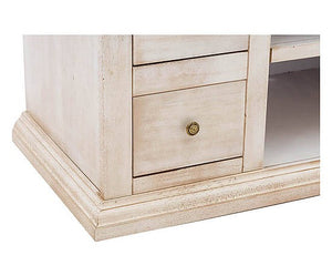 Porta tv 4 cassetti shabby bianco anticato e noce 120x50x53 - Mobili 2G