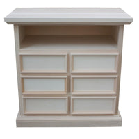 Porta tv 6 cassetti 1 vano a giorno legno grezzo 83x47x84 - Mobili 2G