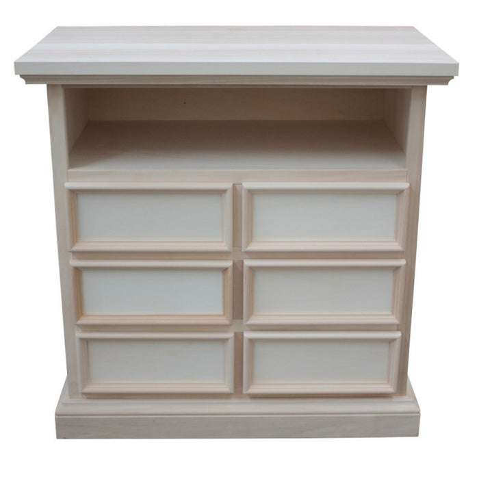 Porta tv 6 cassetti 1 vano a giorno legno grezzo 83x47x84 - Mobili 2G