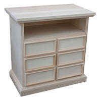 Porta tv 6 cassetti 1 vano a giorno legno grezzo 83x47x84 - Mobili 2G