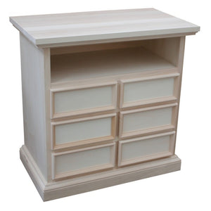 Porta tv 6 cassetti 1 vano a giorno legno grezzo 83x47x84 - Mobili 2G