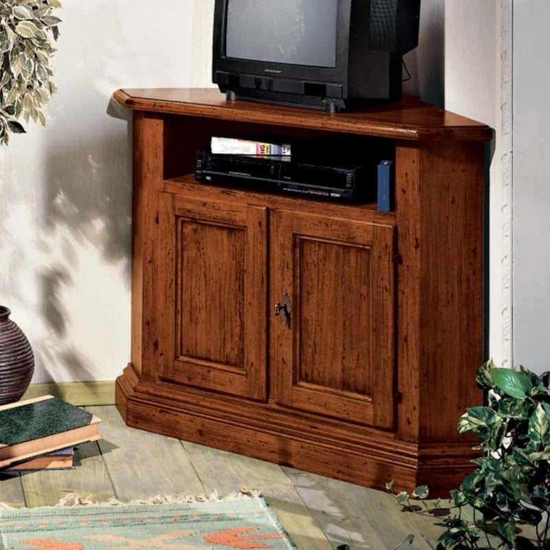 Porta tv ad angolo in legno massello arte povera 73x73 (927) - Mobili 2G