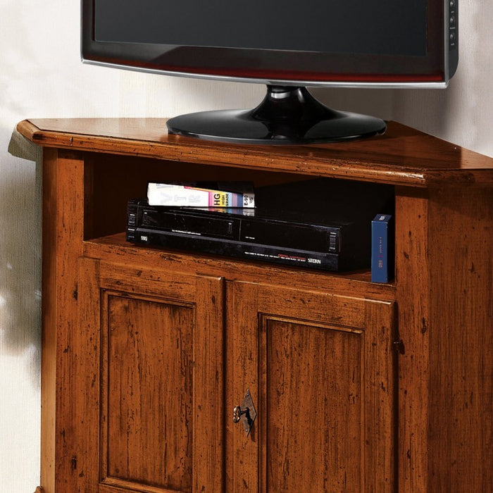 Porta tv ad angolo in legno massello arte povera 73x73 (927) - Mobili 2G