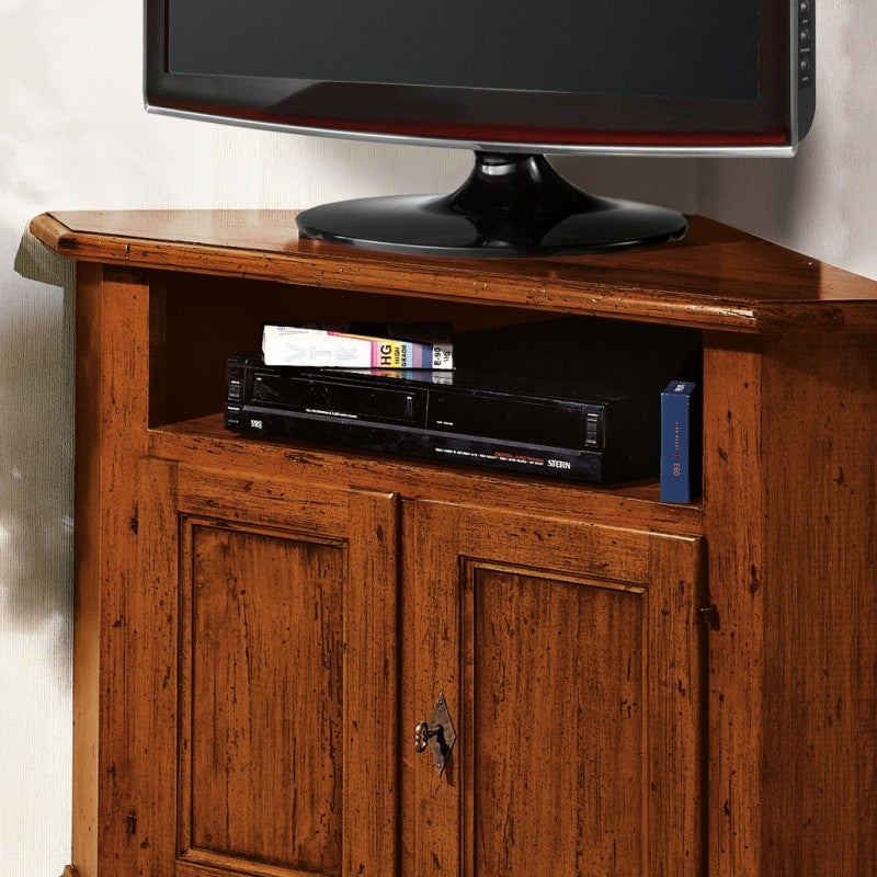 Porta tv ad angolo in legno massello arte povera 73x73 (927) - Mobili 2G