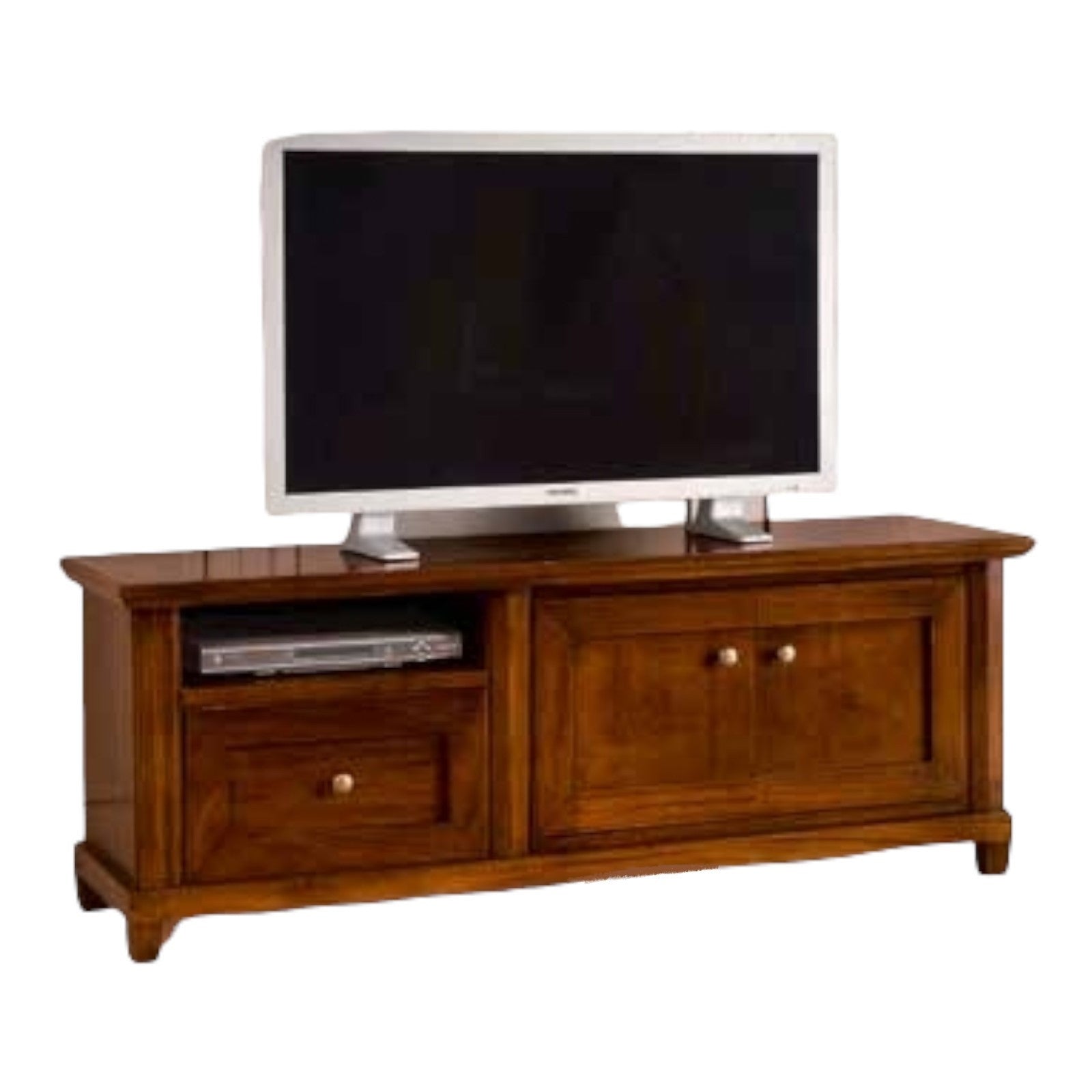 Porta tv arte povera in legno 2 porte tinta noce   l.160 p.45 h.57