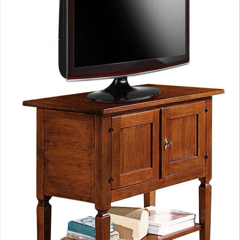 Porta tv arte povera in legno massello tinta noce l.75 p.45 h.85 (704) - Mobili 2G
