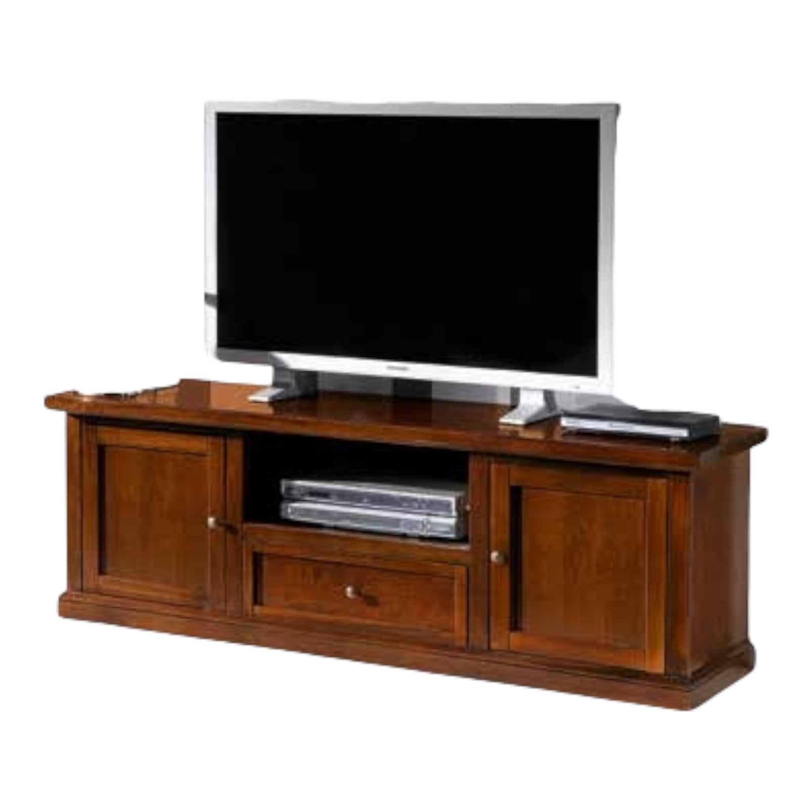 Porta tv arte povera in legno tinta noce 160x45h56