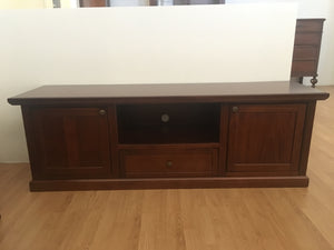 Porta tv arte povera in legno tinta noce 160x45h56