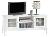 Porta tv basso in legno shabby bianco 164x46x64
