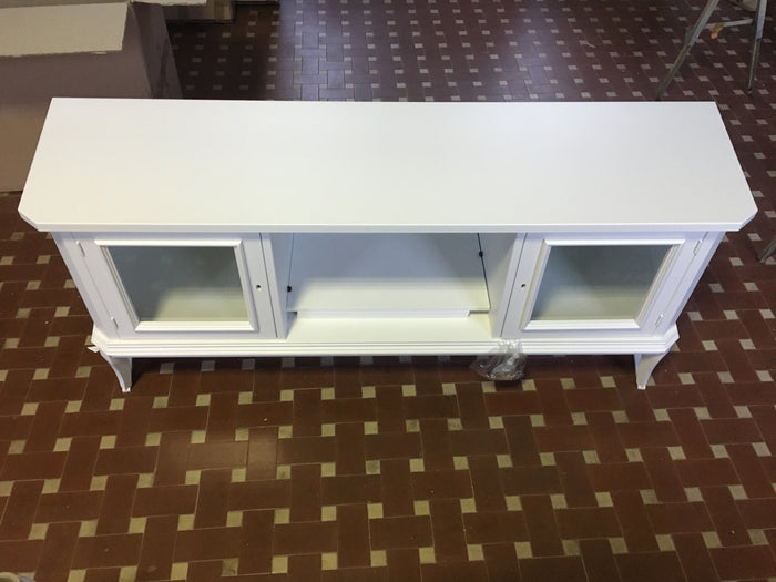 Porta tv basso in legno shabby bianco 164x46x64