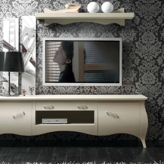 Porta tv bomabato 2 ante shabby in legno avorio l.197 p.53 h.60 - Mobili 2G