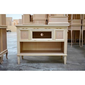 Porta tv classico 2 cassetti 1 ribalta in legno grezzo  l.100 p.51 h.75 - Mobili 2G