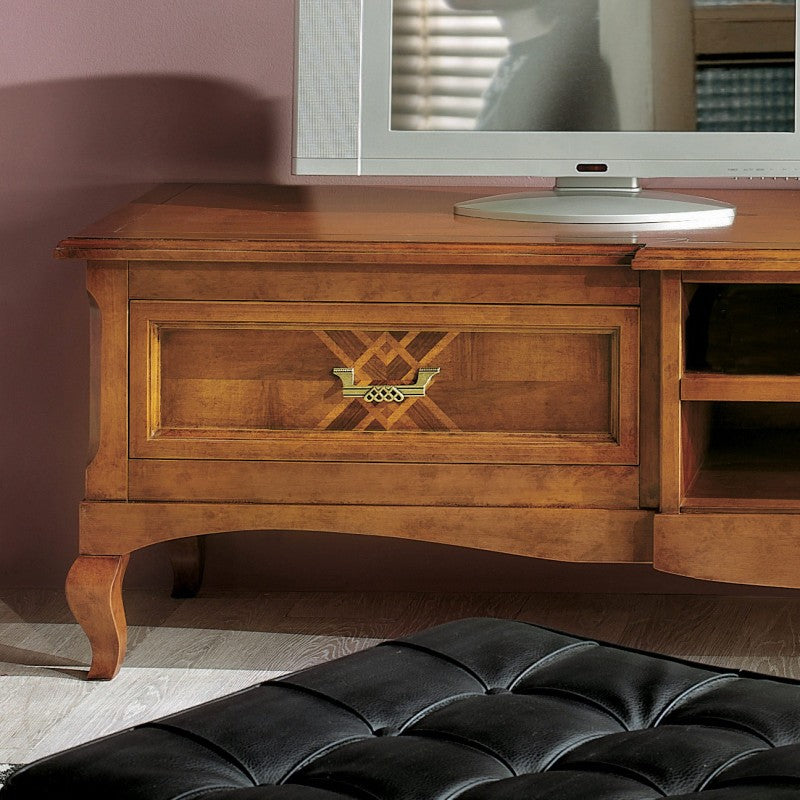 Mobili 2g porta tv classico 2 cassetti intarsio legno bassano 200x55x52 - Mobili 2G