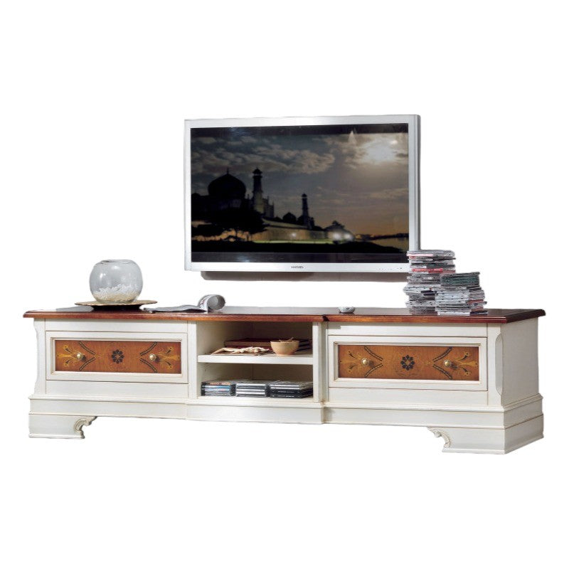 Porta tv classico 2 cassetti legno shabby bicolore  200x52x50 - Mobili 2G