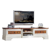 Porta tv classico 2 cassetti legno shabby bicolore  200x52x50 - Mobili 2G
